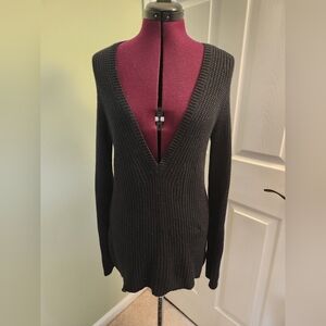 Ann Taylor Deep V-Neck Tunic Sweater with Side and Back Zipper